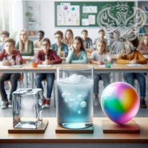 teaching three states of matter of solid liquid and gas in classroom