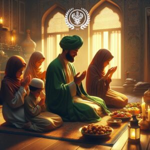Sufi family praying on food