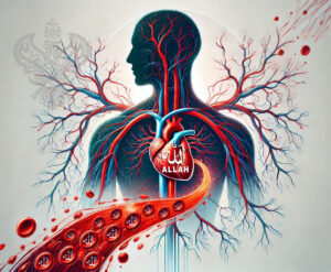 Heart stamped Allah on red blood cells