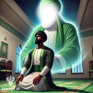Shaykh behind mureed oversees connection from mureed