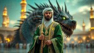 Black dragon protecting a Sufi master