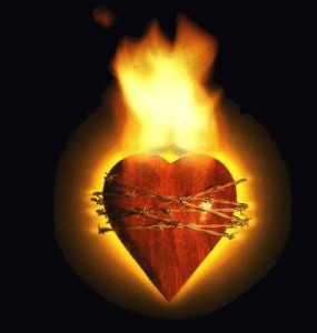 Chained heart on fire