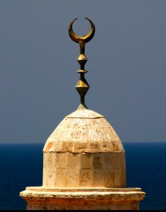 Crescent on minaret-moon - horns