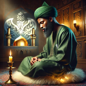 Sufi student crying in remembrance of Imam Hussain (as) on Ashura