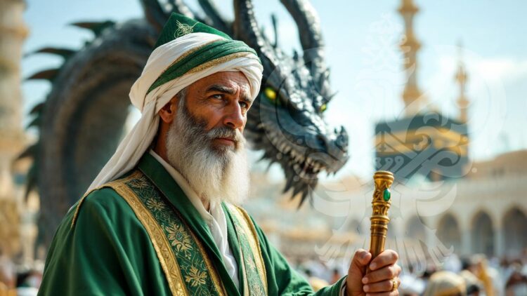 Dragon behind a Shaykh
