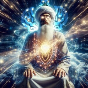 Elderly man connecting and feeling immense power from the divine