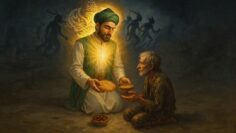 Enlightened man feeds hungry