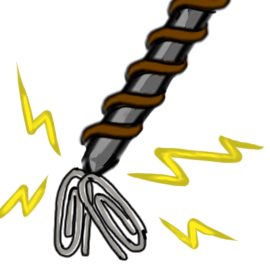 Exlectromagnetism-charged nail attracting paperclips