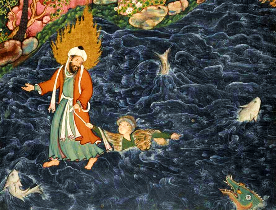 Hazrat Khizr saving man,fish,monsters,