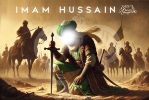 Imam Hussain (as) looking straight ahead during Karbala