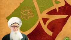 MSNj Overlay Prophet Muhammad PBUH Gold Cream Background Divided Green Red Calligraphy
