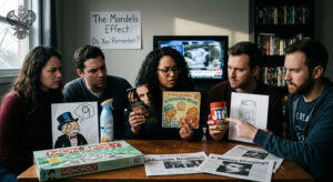 group of people looking at examples of the Mandela effect