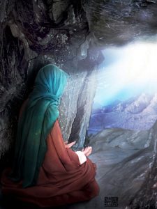 Prophet Muhammad in cave hira,meditation,revelation,light