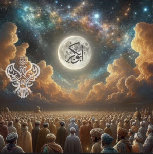 People look towards the moon reflecting Sayyidina Abu Bakr as Siddiq (as)