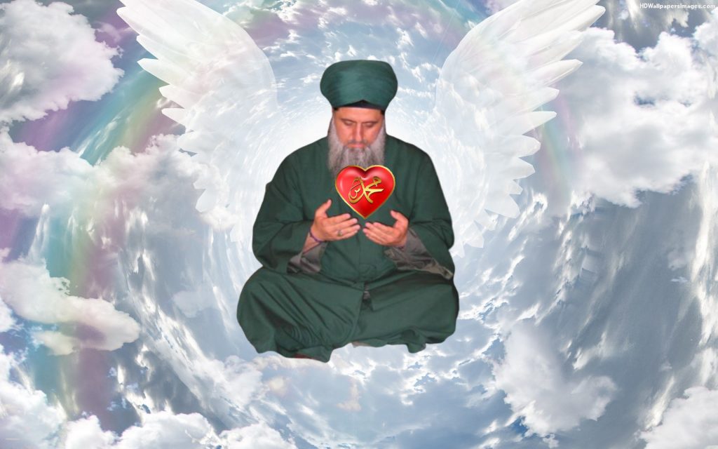 Shaykh Nurjan Mirahmadi-with angel wings, heavens, heart of Muhammad