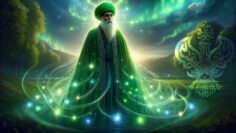 Sufi Shaykh adorned with a green turban and green cloak