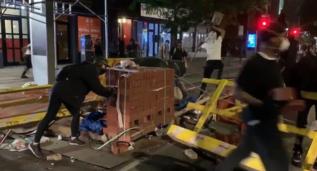 Violent Protest Bricks Thrown