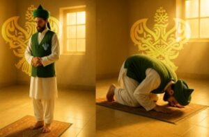 Alif and meem poses in salah