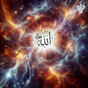 Name of Allah (AJ) on galaxy background