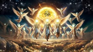 Angels descending from Heaven and bringing peace