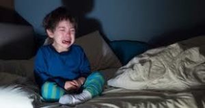 baby boy, kid scared at night time, crying, bed