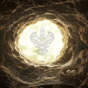 Cave of Thawr covered in spiderweb with nest of eggs