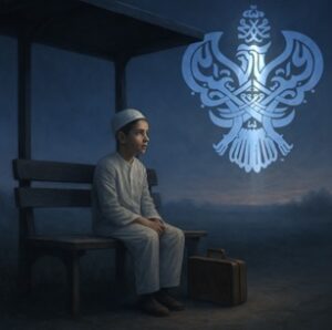 Child sitting in dark night