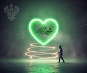 Sufi mureed makes circumambulation around Prophet Muhammad (s) heart
