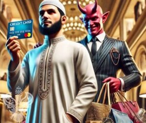 Demon shopping with man