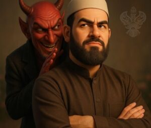 Demon whispers in man's ear