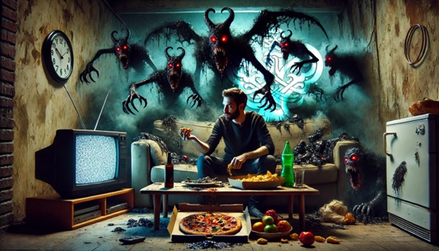 demons-attack-behind-man-tv-food