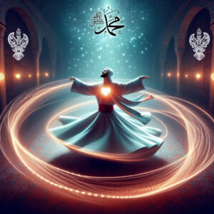Dervish whirling with Muhammadan heart