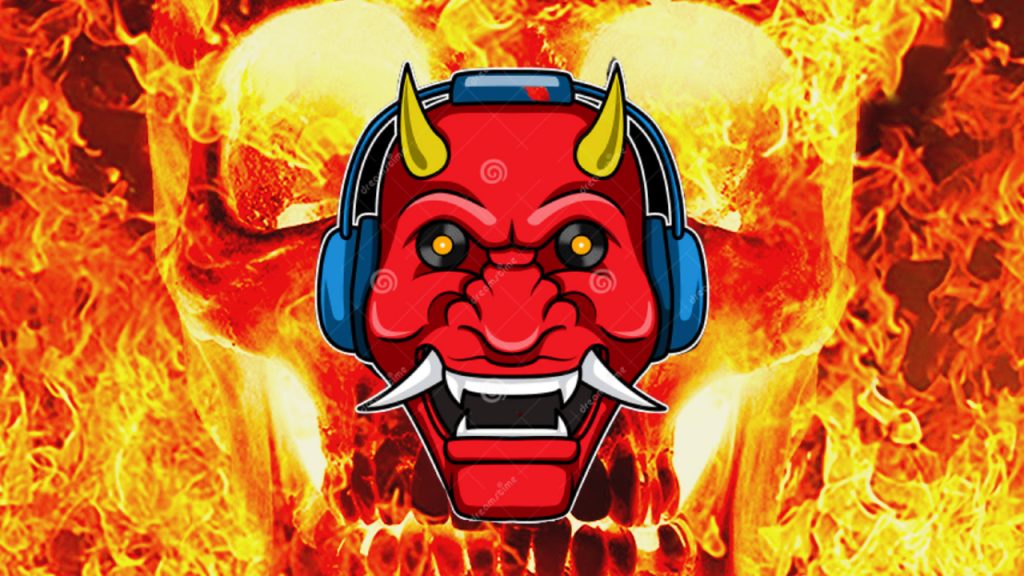 devil listening to headphones-skull-demon-music
