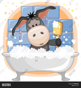 donkey in bathtub-taking bath-human body is like donkey