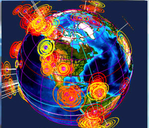 earthquake on globe chart