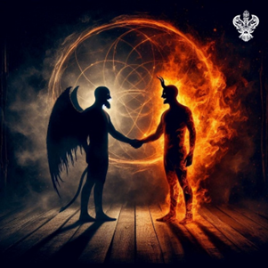 Ego being shaking hands with demon