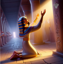 Egyptian on knees going to bow down
