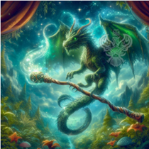 Dragon flying in the night sky