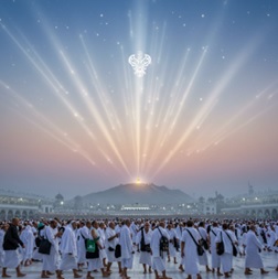 Followers on Hajj near Mount Arafah