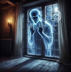 Ghost figure coming through window