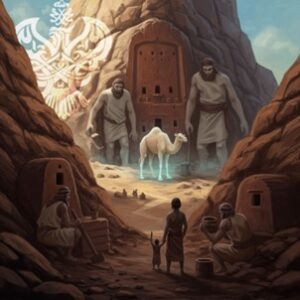 GIants standing near camel