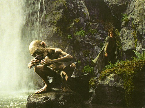 gollum eating fish. lord of the rings