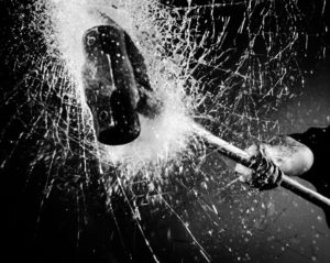 hammer smashing glass destroying property violence