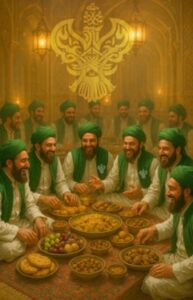 Happy group of murids with food