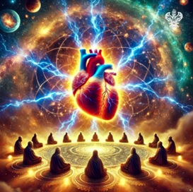 Heart with electrical bolts above halaqa
