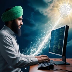 Man programming in heavenly language