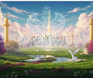 Heavenly realm with Bismillahir Rahmanir Raheem