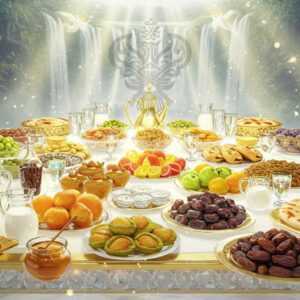 Heavenly table of abundant food