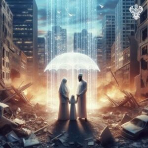 Heavenly umbrella protects family among destruction