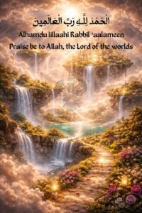 Heavenly waterfalls with Surah Fatiha ayah